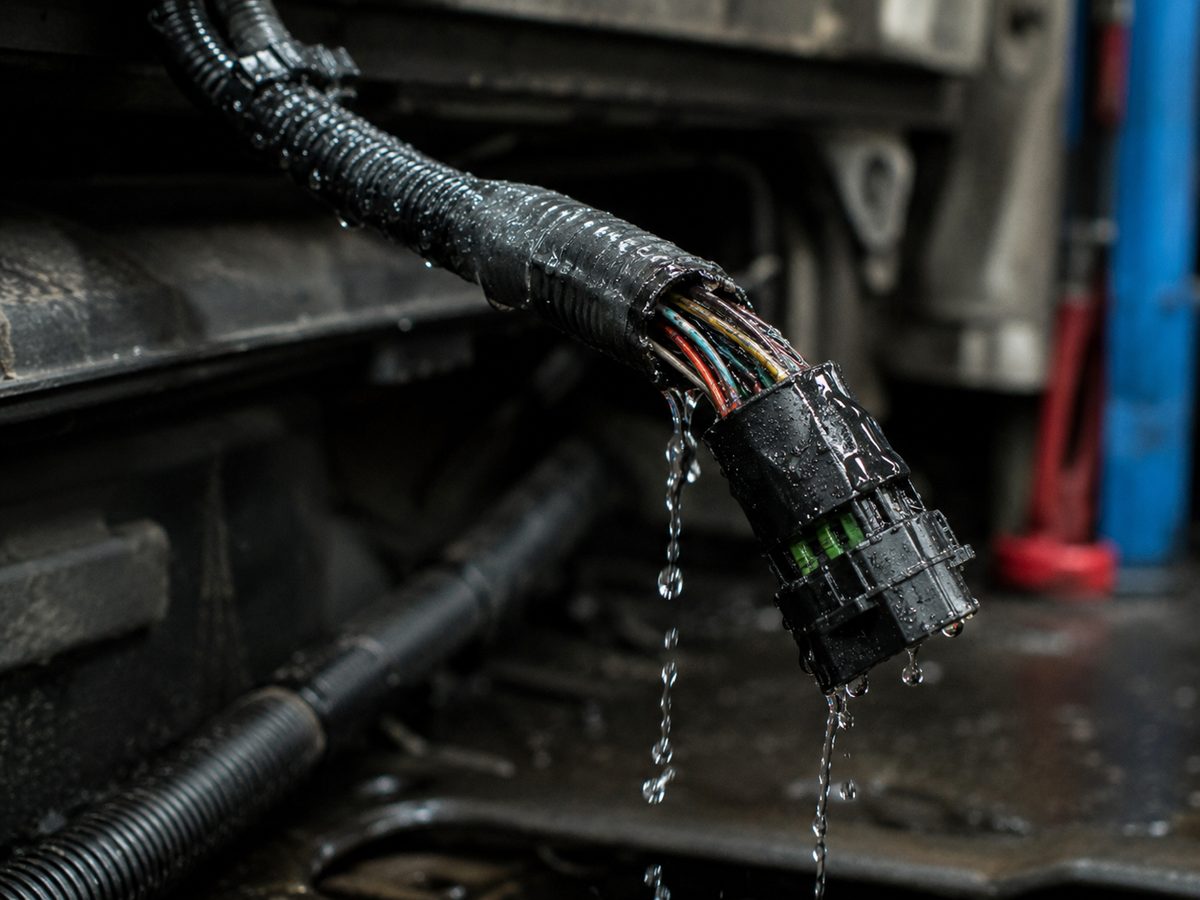 leaking wet wiring harness web